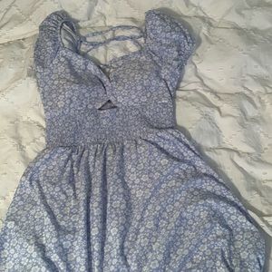 Light blue and white dress